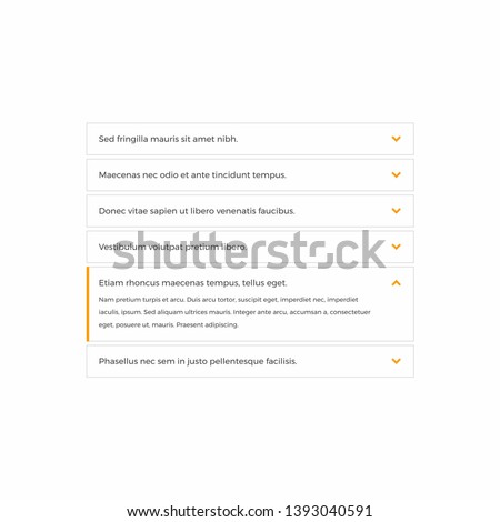 Vector UI Webdesign Elements. Clean Toggle Accordian Design.