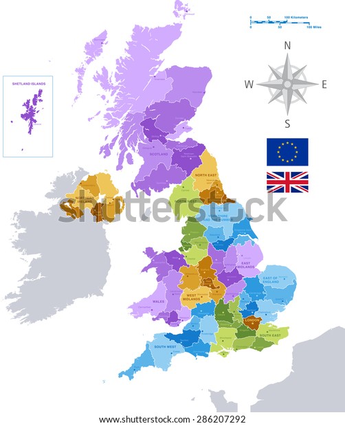 Vector Uk Administrative Map Stock Vector (Royalty Free) 286207292