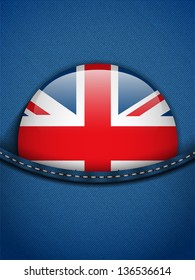 Vector - UK Flag Button in Jeans Pocket