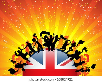 Vector - UK Sport Fan Crowd with Flag