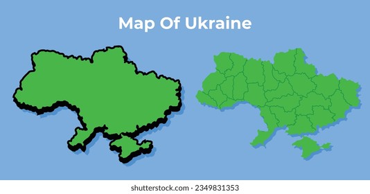 Vector Ukraine 3D map set simple flat illustration