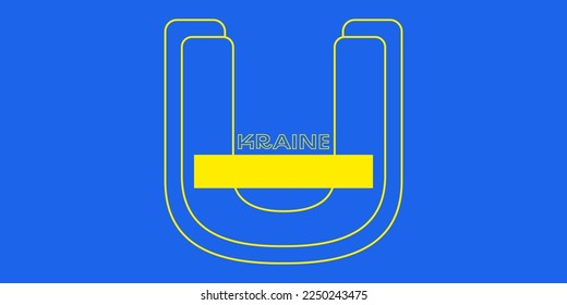 Vector Ukraine creative minimalistic symbol blue and yellow color of flag.