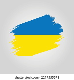 Vector Ukraine flag Brush stroke with grunge background template