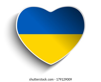Vector - Ukraine Flag Heart Paper Sticker