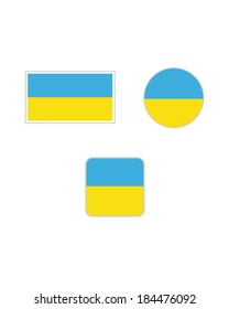 Vector Ukraine Flag and Icon Set