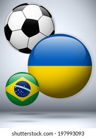 Vector - Ukraine Flag with Soccer Ball Background