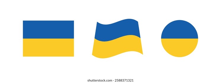 Vector Ukraine National Flag icon collection. Flag set of Ukraine various styles.