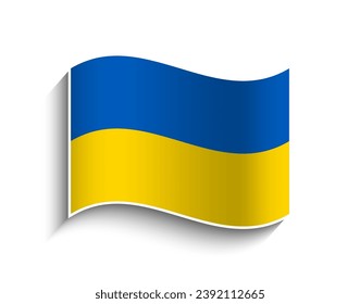 Icono de la bandera ondulante del vector Ucrania
