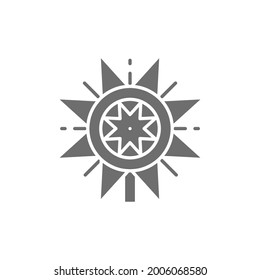 Vector ukrainian christmas vertep star gray icon.