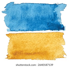 Vector Ukrainian flag. Hand-drawn yellow and blue colorful stains. Symbol of Ukraine.