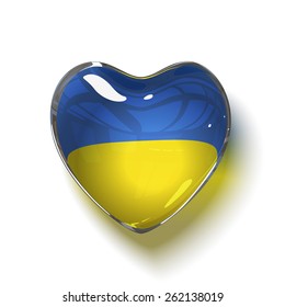 Vector. Ukrainian heart. Glass heart with flag of Ukraine inside. isolated on white background.