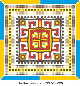 Vector ukrainian ornament with yellow and blue elements
