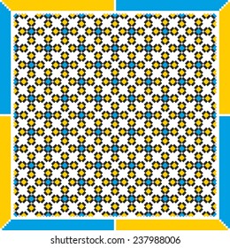 Vector ukrainian ornament with yellow and blue elements
