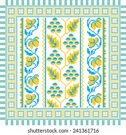 Vector ukrainian ornament with yellow and blue elements
