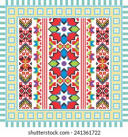 Vector ukrainian ornament with yellow and blue elements