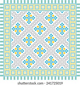 Vector ukrainian ornament with yellow and blue elements