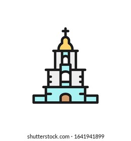 Vector Ukrainian Orthodox Church, sanctuary flat color line icon.