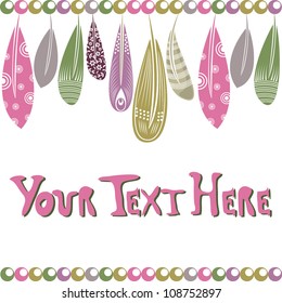 Vector ullustration of background/frame with colorful feathers