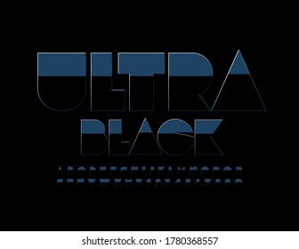 Conjunto de alfabetos Vector Ultra Negro. Abstracto de tipo Glossy. Letras y números de alfabeto creativos reflexivos