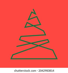 vector ultra minimalist trendy greeting card for Christmas and New Year. a very stylized Christmas tree in festive colors. less is more. elements are isolated. useful for postcards, logo, design, web