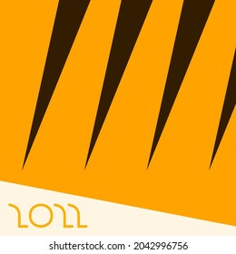 vector ultra minimalist trendy laconic greeting card for New Year - the year of the tiger according to the Chinese calendar. very stylized tiger skin with the text "2022". less is more.