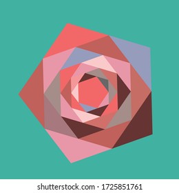 vector ultra minimalistic stylized rose in geometric style made in pastel colors isolated on blue background. can be used for postcards for various holidays, as a logo, for various types of prints
