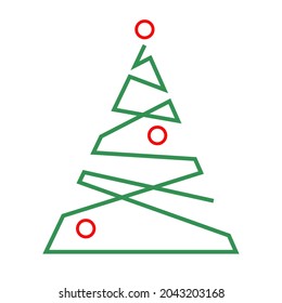 Vektorgrafik ultra minimalistisch modische lakonische Grußkarte für Weihnachten und Neujahr. sehr stilisierter Weihnachtsbaum einzeln auf weißem Hintergrund. Weniger ist mehr. nützlich für Postkarten, Logo, Design, Druck