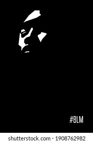 vector ultra-minimalistic social poster on the topic of tolerance in society. graphic stylization of people and the slogan "black lives matter" on a black background. all elements are isolated.