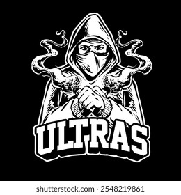 vector of ultras hooligan casual ultras football soccer supporter with flare smoke