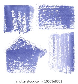 vector ultraviolet watercolor labels and shapes on a white background, hand drawn stains set for your design