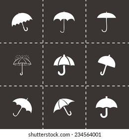 Vector umberlla icon set on black background