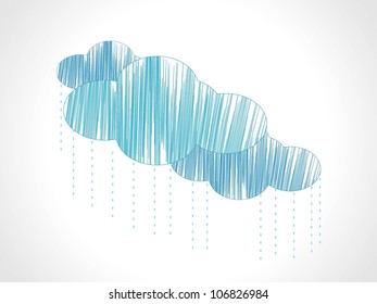 vector umbrella and blue rain drops with cloud  on white background
