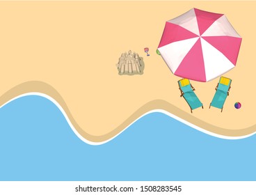 Vector umbrella chair and beach