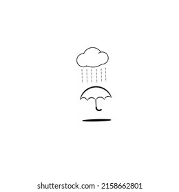 vector umbrella and cloud on white background