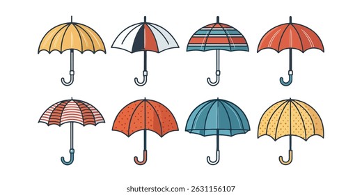 Vector Umbrella Icon Pack with Weather Variations.