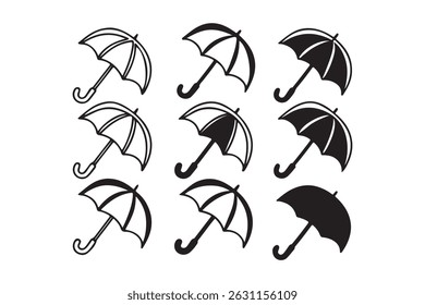 Paquete de iconos de paraguas de Vector con Variantes de Clima.
