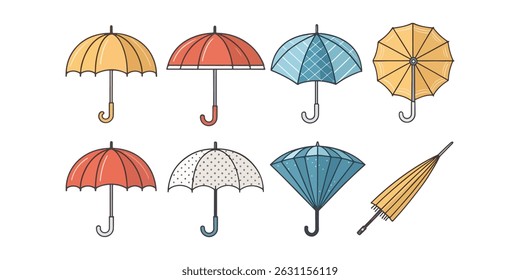 Vector Umbrella Icon Pack with Weather Variations.