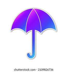 Vector Umbrella icon. Paper sticker with shadow. Colorful Umbrella isolated.