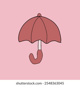 vector umbrella icon pink background with dark red color umbrella