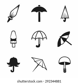 Vector umbrella icon set on white background