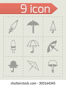 Vector umbrella icon set on grey background