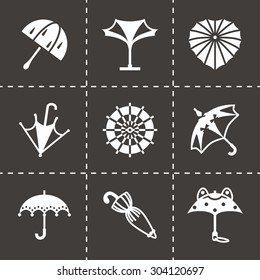 Vector Umbrella icon set on black background