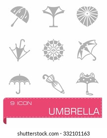 Vector Umbrella icon set on grey background