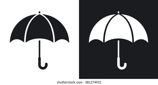 Vector umbrella icon. Two-tone version on black and white background