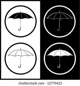Vector umbrella icons. Black and white. Simply change.