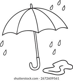 Ilustración de paraguas de Vector. Diseño elegante para iconos de Clima, accesorios de moda, gráficos de protección contra la lluvia, Plantillas impresas, carteles, Web y proyectos de temporada en estilo minimalista moderno.