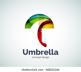 Plantilla de logotipo del paraguas del vector, icono de negocio abstracto