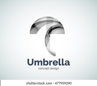 Plantilla de logotipo del paraguas del vector, icono de negocio abstracto