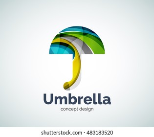 Vector umbrella logo template, abstract business icon