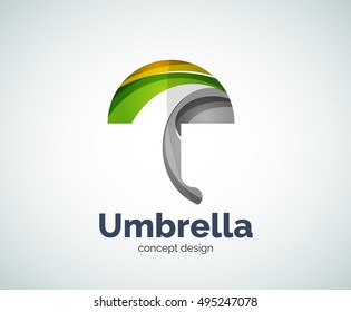 Vector umbrella logo template, abstract business icon